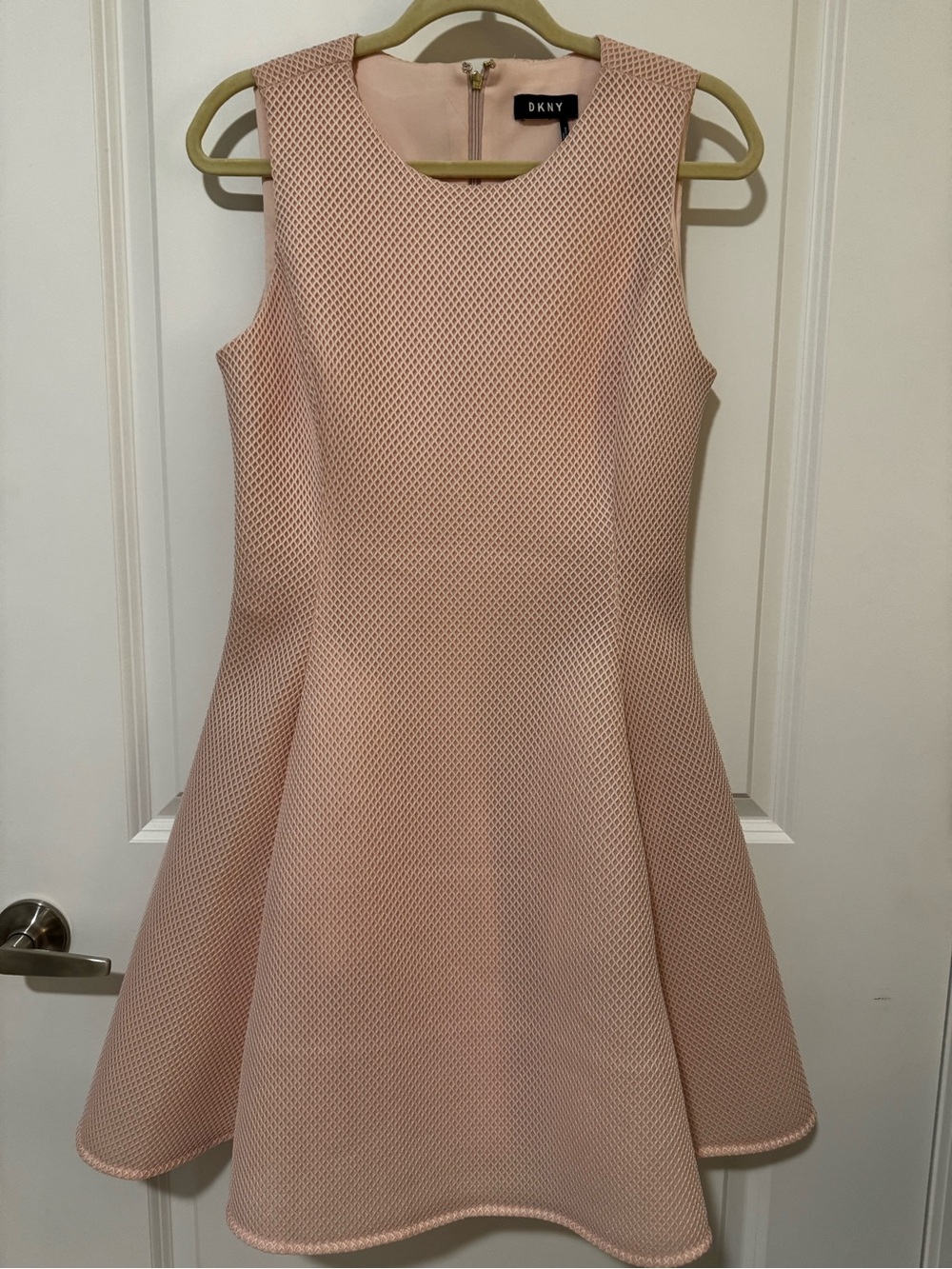 DKNY Blush Pink Sleeveless A-Line Mesh Dress